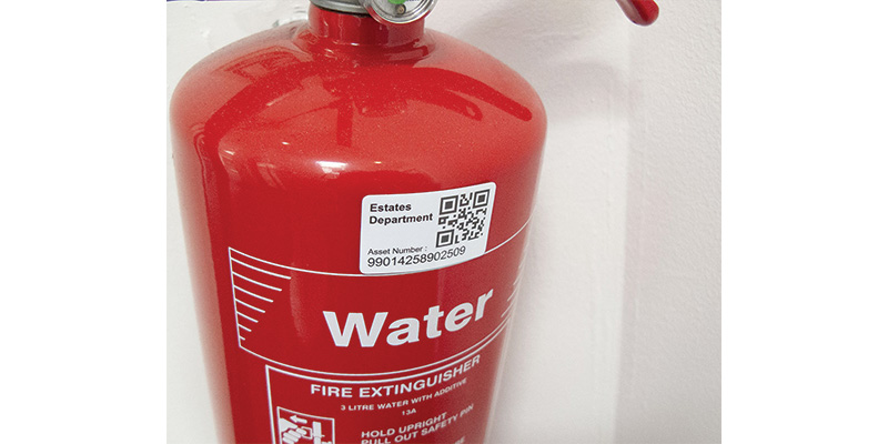 NFC Asset Label on Fire Extinguisher