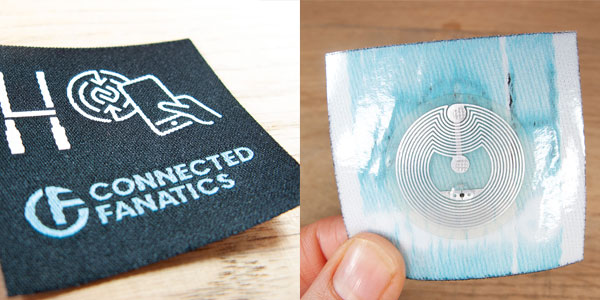 Woven label with NFC garment tag