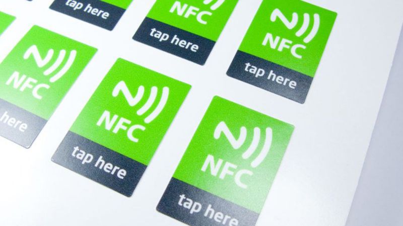 sheet of custom printed nfc stickers