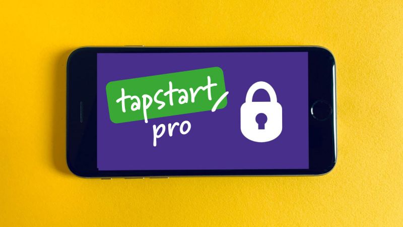 Mobile phone with TapStart logo