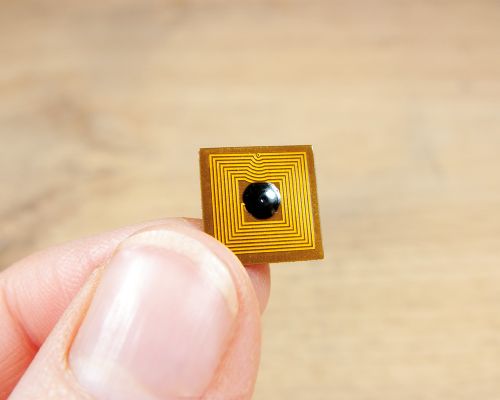 Detail of an NFC 10mm On-Metal FPC Sticker NTAG213
