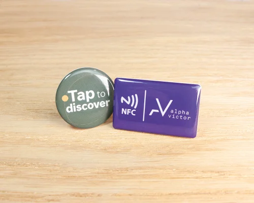 Image of Custom Print On-Metal Bubble Disc Tags NFC Tag