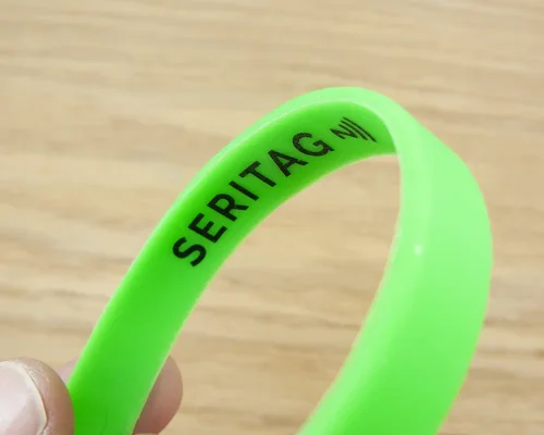 Detail of an NFC Slim Silicone NFC Wristband