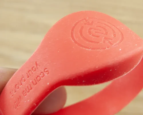 Close up image of an NFC Oval Silicone NFC Wristband