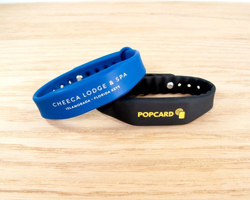 Side view of the NFC Classic Slim Popclip NFC Wristband