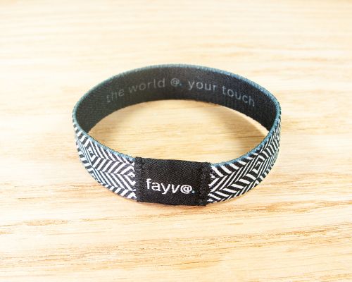 Close up image of an NFC Elastic Fabric NFC Wristband