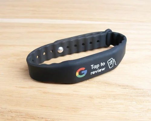 Side view of the NFC Google Review Wristband