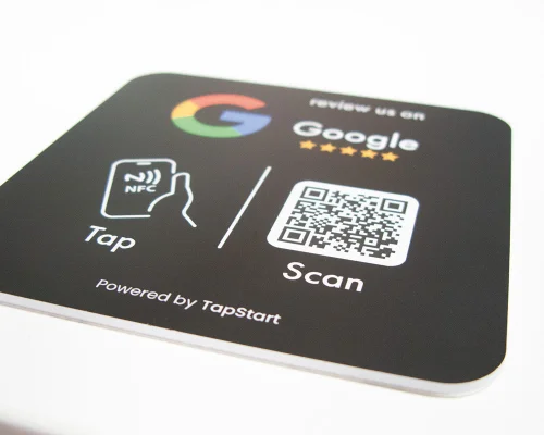 Side view of the NFC Google Review Square Plate