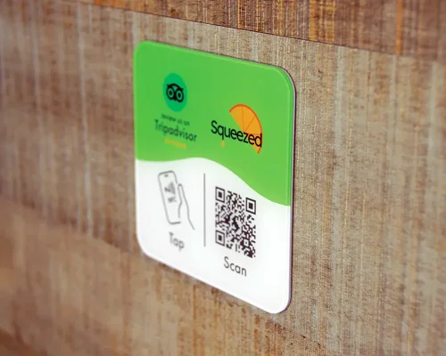 Close up image of an NFC Custom Print Pro Review Plate