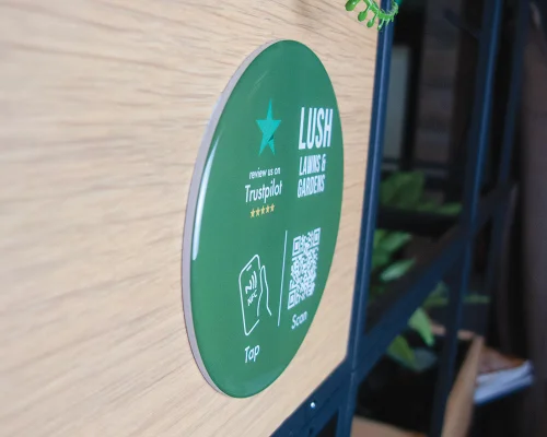 Detail of an NFC Custom Print Dome Review Plate