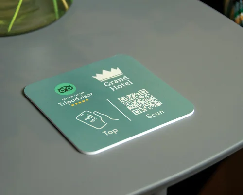 Image of Custom Print Review Square Plate NFC tag