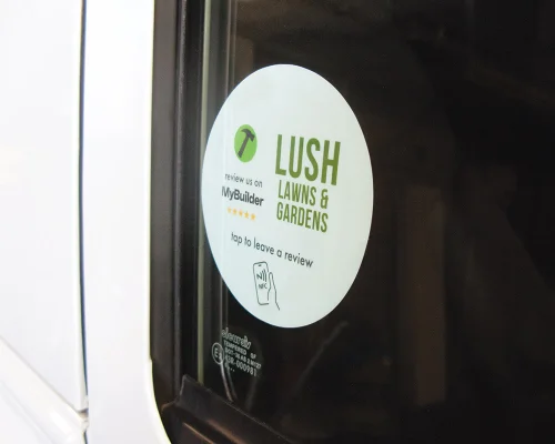 Image of Custom Print Review Window Sticker NFC tag