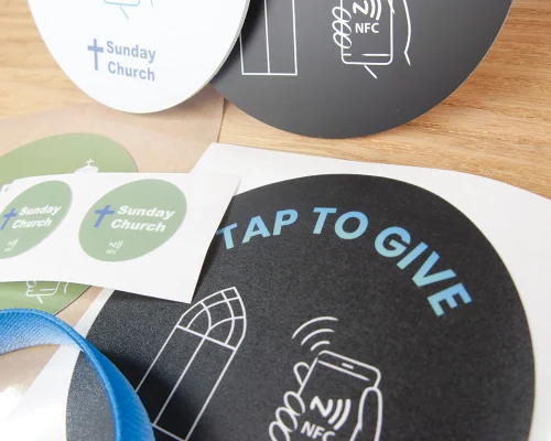 Detail of an NFC Church NFC Tag Sample Pack