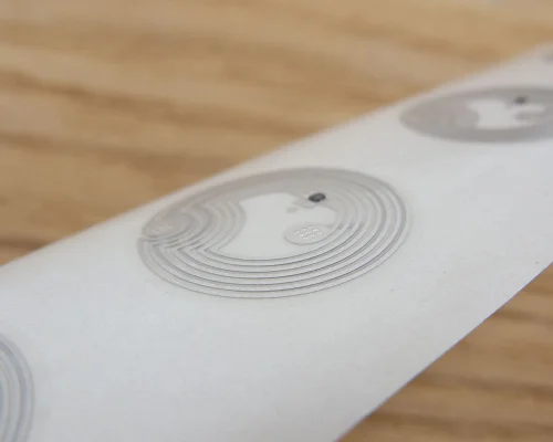 Close up image of an NFC 25mm Wet Inlay Type R NTAG424