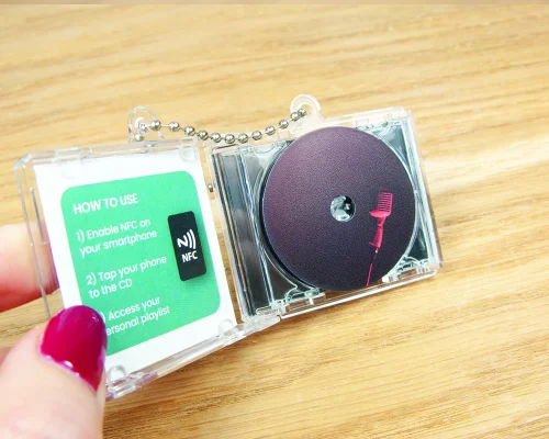 Detail of an NFC CD Keyfobs NTAG213