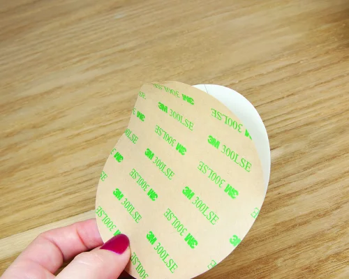 Close up image of an NFC Custom Print Review Sticker