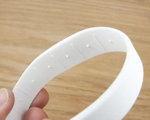 Close up image of an NFC Classic Silicone NFC Wristband