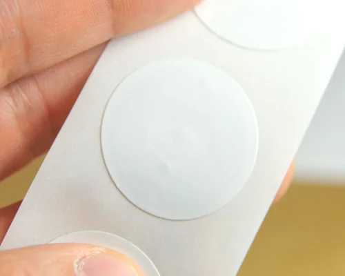 Close up image of an NFC 29mm White NTAG213