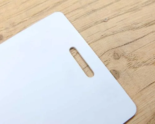 Detail of an NFC PVC Card Slotted Gloss NTAG213