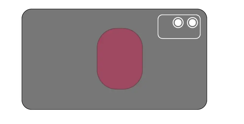 image showing location of NFC hotspot on a typical android phone
